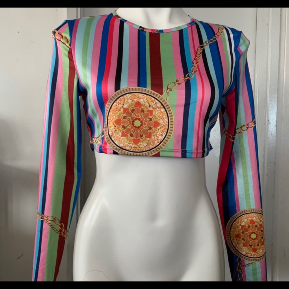 Stand out with this stripy bright colorful crop top